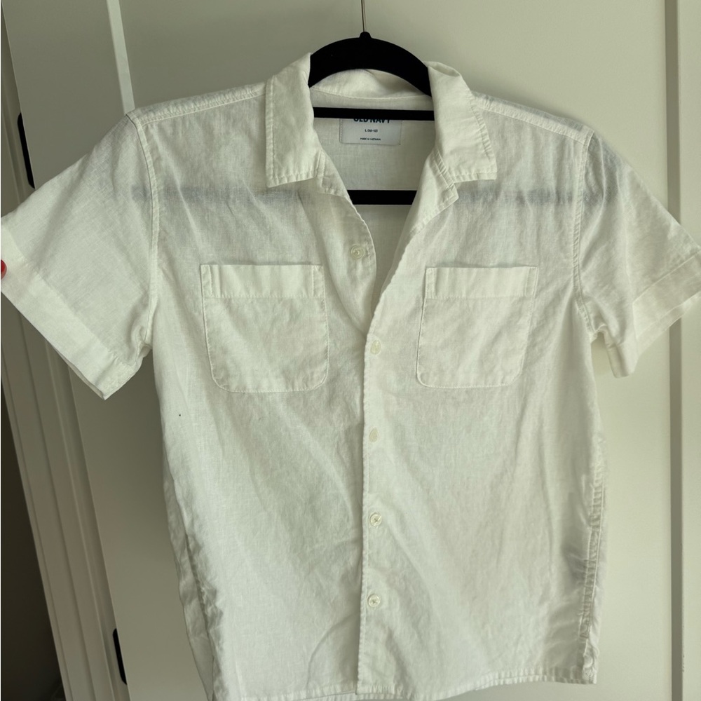 White Boy’s White Linen Button Down Shirt
